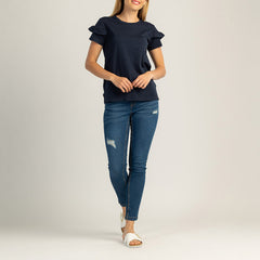 DÁMSKÉ BAVLNĚNÉ TRIČKO S KRÁTKÝM RUKÁVEM - LUNESSA