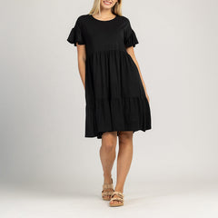 DÁMSKÉ ŠATY S KRÁTKÝMI RUKÁVY S PLÁSOVÁNÍM - SOLERA