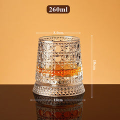 VORTIVA™ - Rotující křišťálová sklenice na whisky s broušeným vzorem