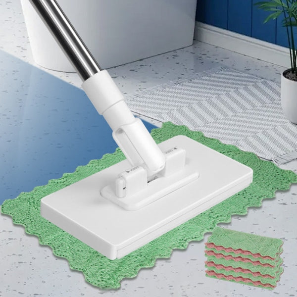 CLENZA™ - Mop s klipem, který funguje s jakýmkoliv hadrem, nerezová ocel, 4 hadříky