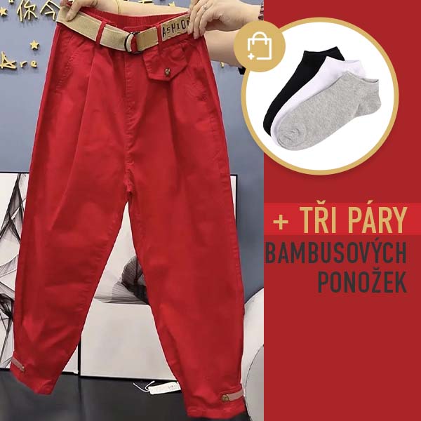 ČERVENÁ + TŘI PÁRY BAMBUSOVÝCH PONOŽEK